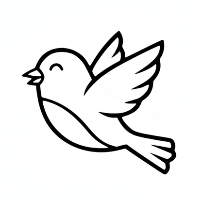 Cute Flying Bird Vector | Simple Line Art Illustration Download