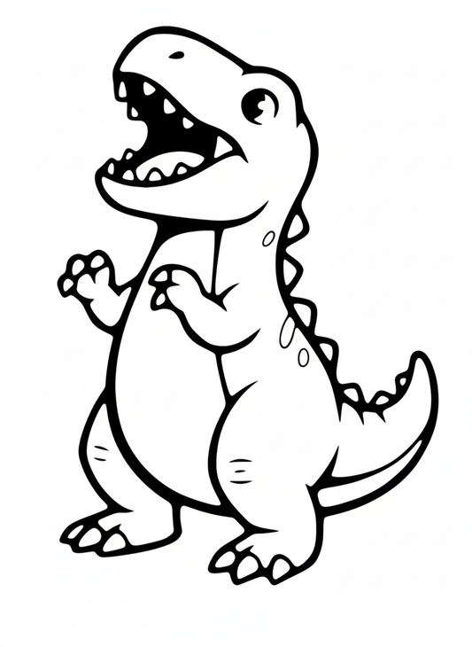 Cute Baby T-Rex Vector Outline | Editable Dinosaur Clipart SVG/EPS