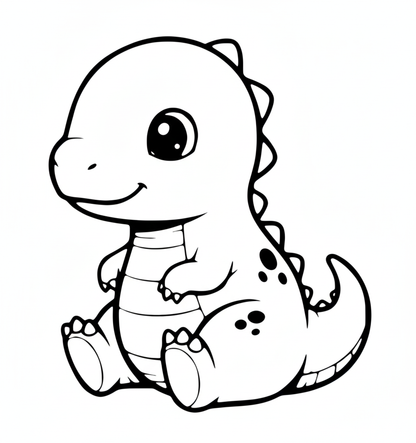 Sitting Baby T-Rex Line Art SVG PNG Digital Download