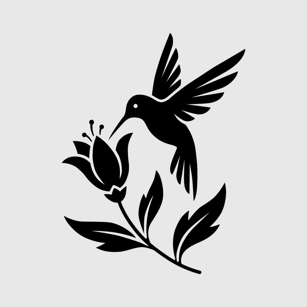 Humming Bird Flower SVG PNG - Elegant Bird Silhouette Vector for Cricut & Silhouette