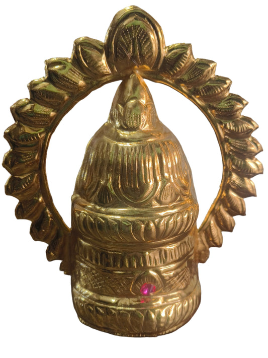 Cool boss Crown for Hindu Red Stone Gold Plated Half HT 17.5cm height