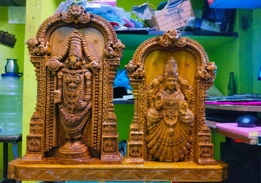 Perumal Thayar Wooden Carving