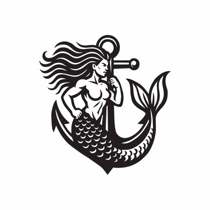 Mermaid and Anchor SVG PNG Instant download