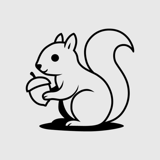Cute Squirrel SVG Holding Acorn | Forest Animal Line Art | Cricut & Silhouette Cut File