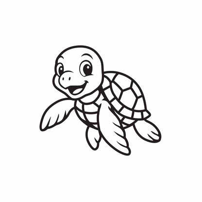 Cute Sea Turtle Line Art Digital Download