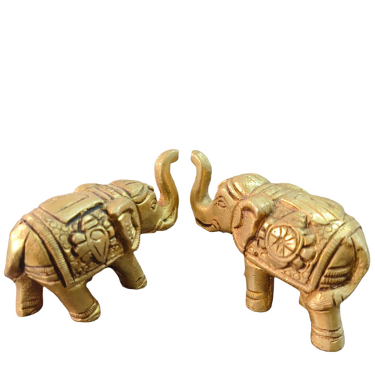 Brass Elephant 3.5cm set of 2