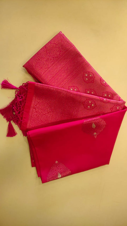 Beautiful Rani Pink Silk Saree
