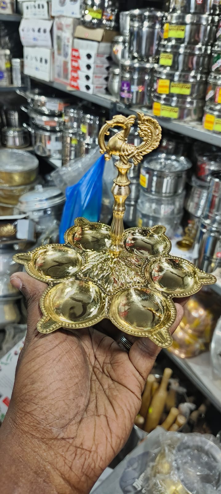 Brass Six Face Diya