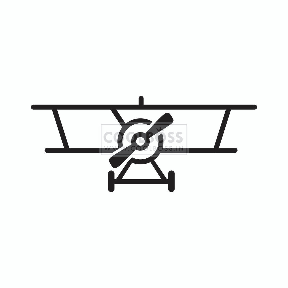 Minimalist Vintage Biplane Front View Line Icon – SVG, PNG, EPS Instant Download