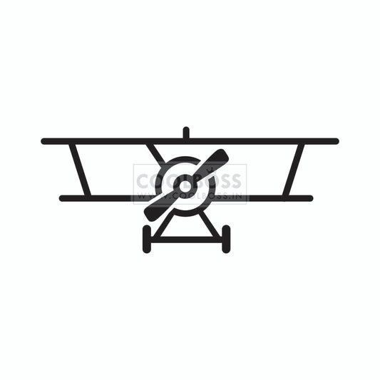Minimalist Vintage Biplane Front View Line Icon – SVG, PNG, EPS Instant Download