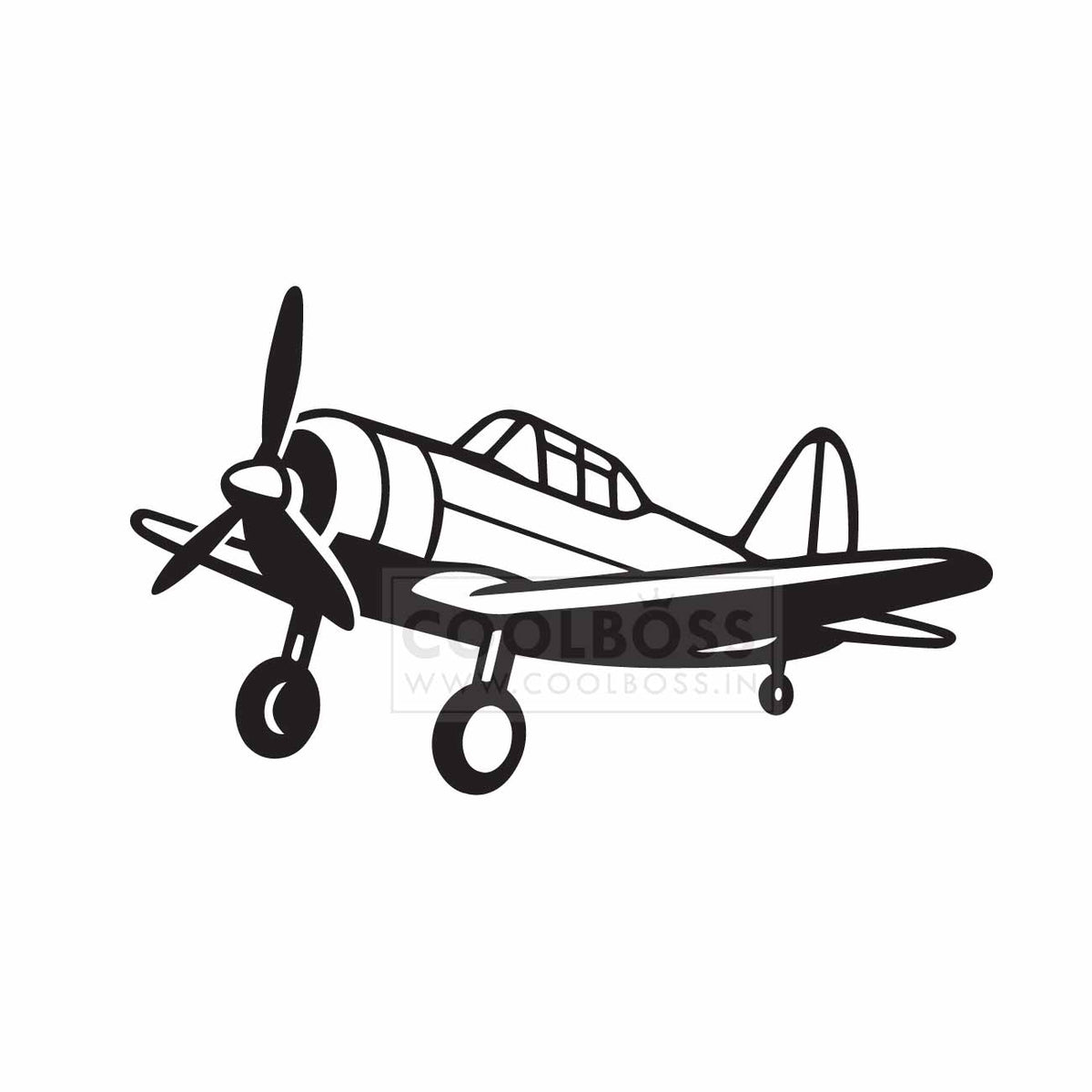 Vintage Propeller Airplane SVG, Vintage Fighter Plane Vector Clipart, Monochromatic Airplane Silhouette EPS PNG Instant Download