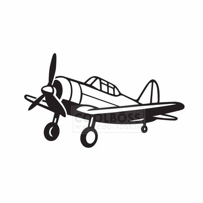 Vintage Propeller Airplane SVG, Vintage Fighter Plane Vector Clipart, Monochromatic Airplane Silhouette EPS PNG Instant Download