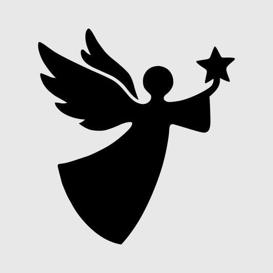 Angel Silhouette SVG PNG – Flying Angel Holding Star Clipart Design
