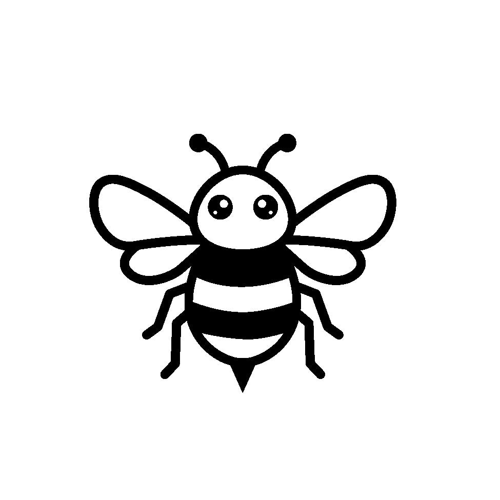 Cute Bumble Bee Vector Icon | Cute Honeybee Line Art Graphic (SVG, EPS, PNG)