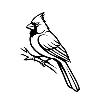 Minimalist Bird Sitting on Branch PNG SVG – Black & White Vector Illustration