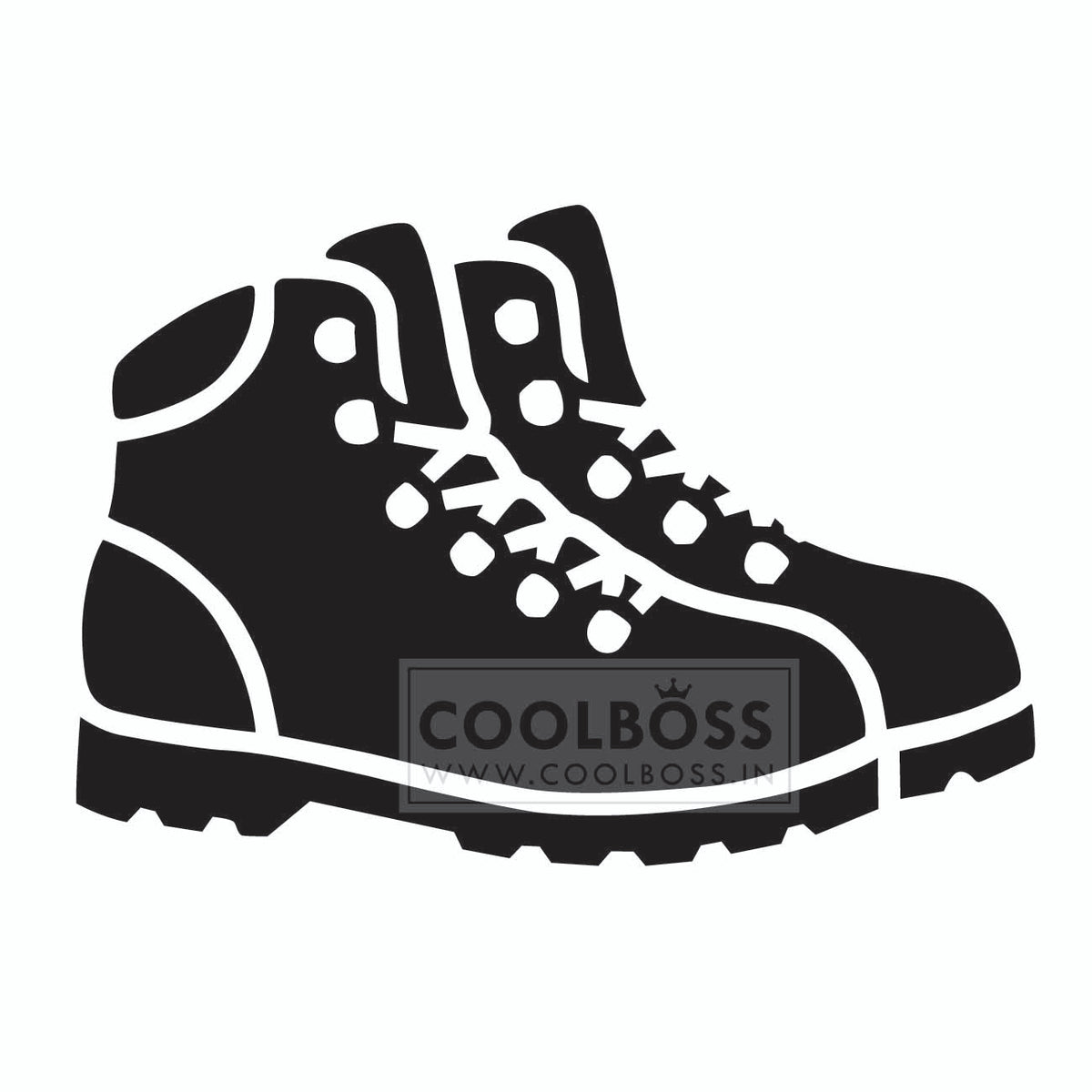 Black and White Hiking Boot Vector Illustration Icon | SVG PNG EPS Instant Download
