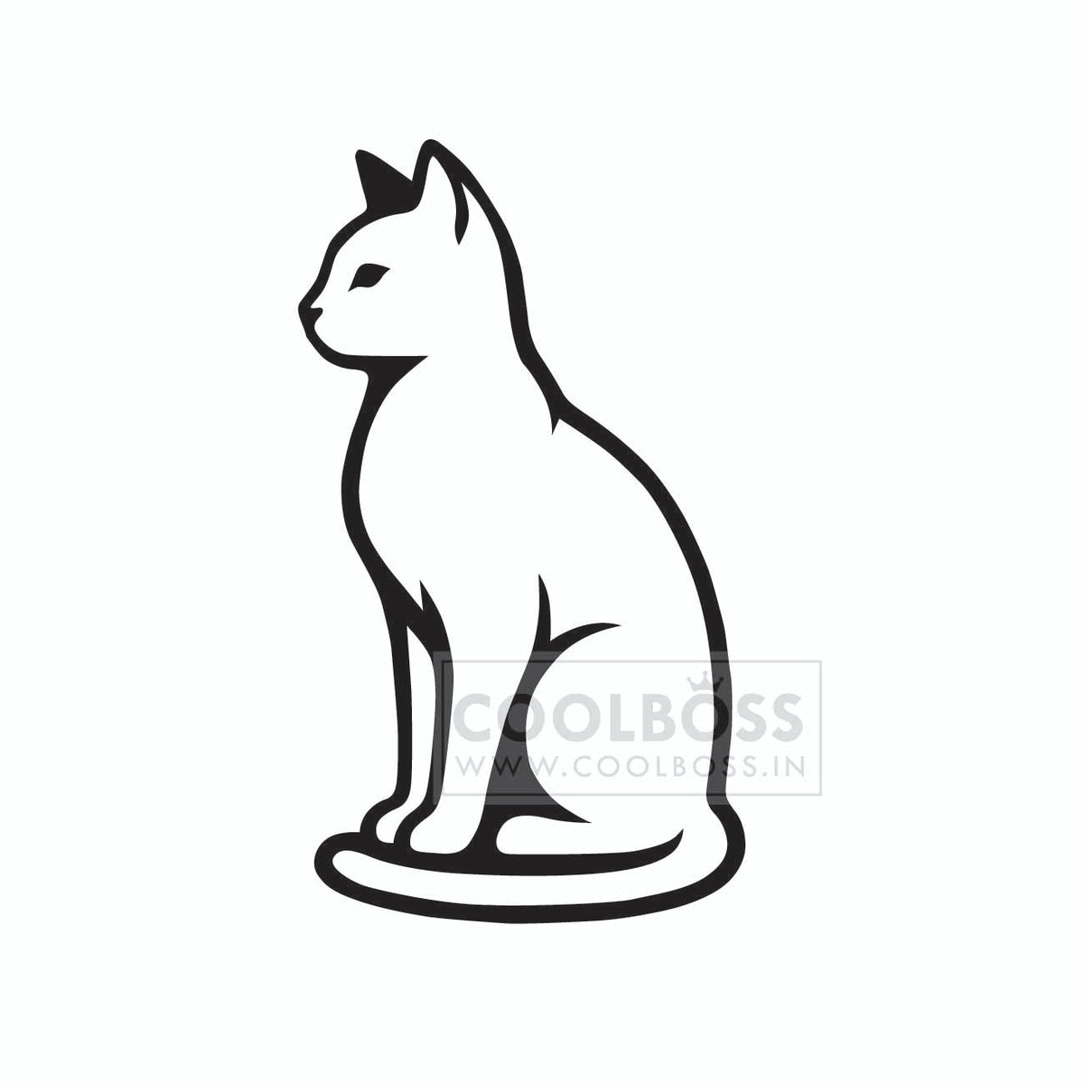 Minimalist Sitting Cat Line Icon – SVG, PNG, EPS Instant Download