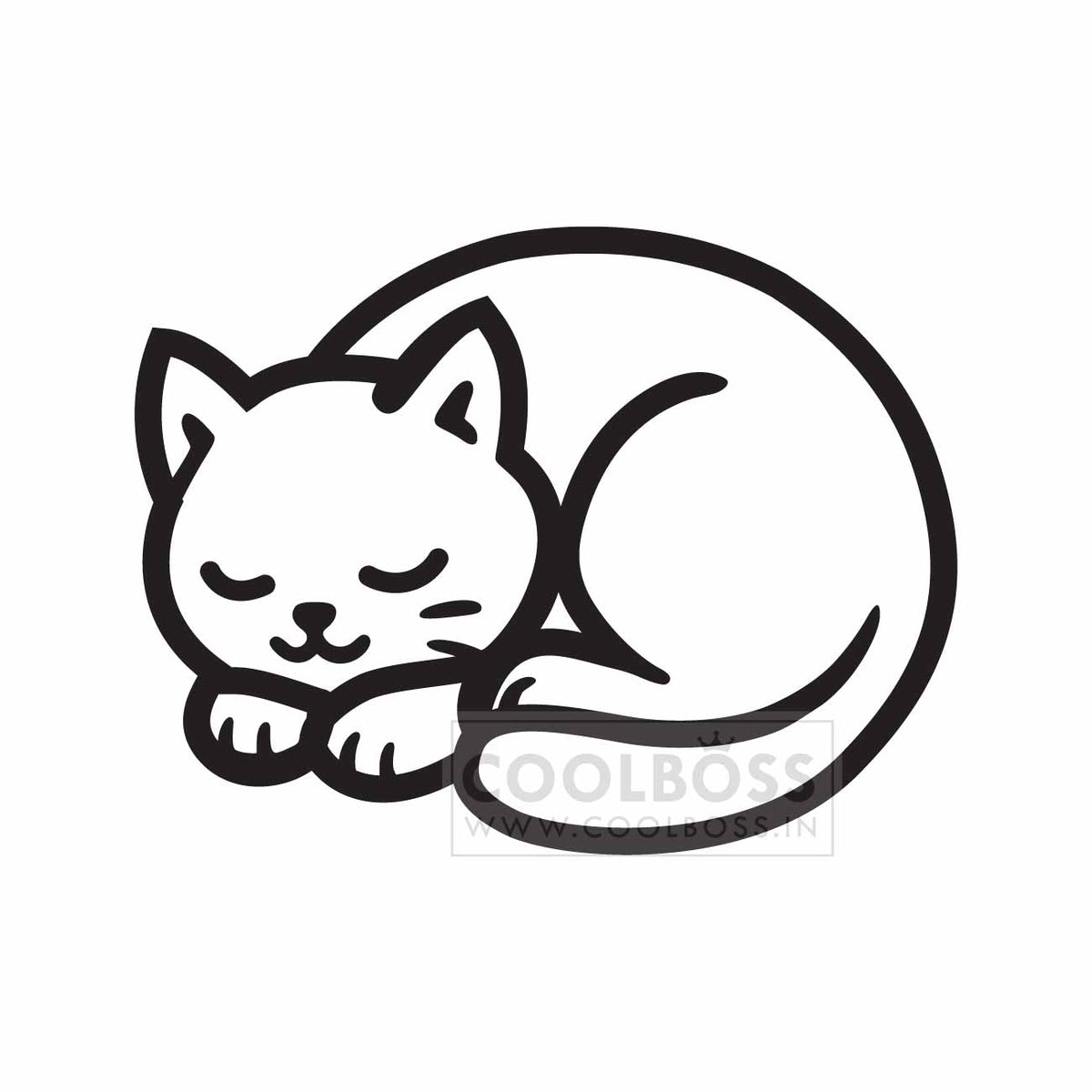 Minimalist Sleeping Cat Line Art | Cute Curled-Up Kitten Vector Silhouette | Instant Download SVG PNG EPS