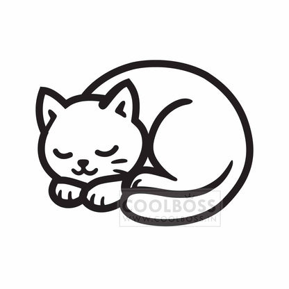 Minimalist Sleeping Cat Line Art | Cute Curled-Up Kitten Vector Silhouette | Instant Download SVG PNG EPS