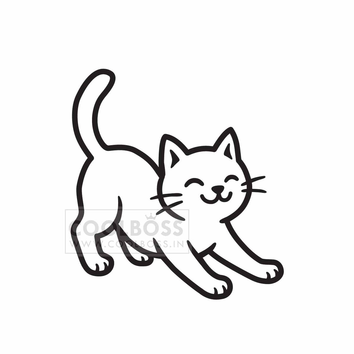 Playful Stretching Kitten Line Icon – SVG, PNG, EPS Instant Download