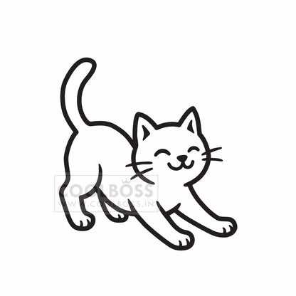 Playful Stretching Kitten Line Icon – SVG, PNG, EPS Instant Download