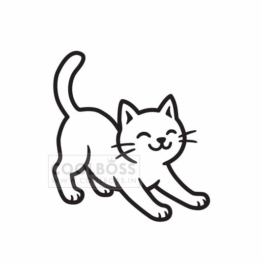 Playful Stretching Kitten Line Icon – SVG, PNG, EPS Instant Download