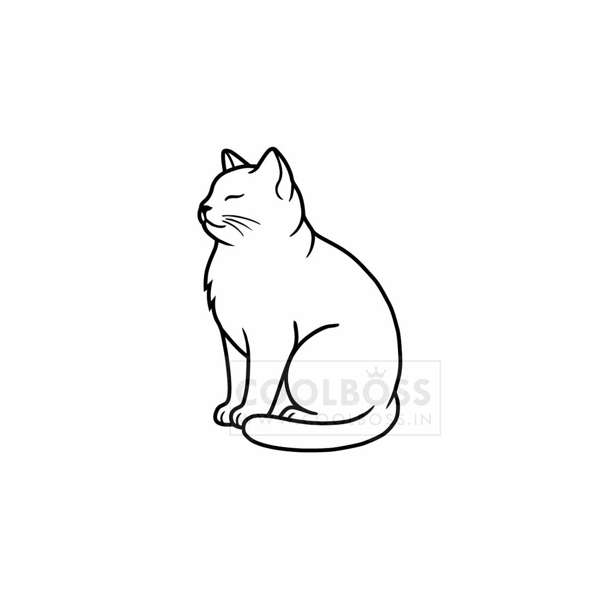 Minimalist Sitting Cat Line Art Vector Illustration | Pet Outline SVG PNG EPS Download