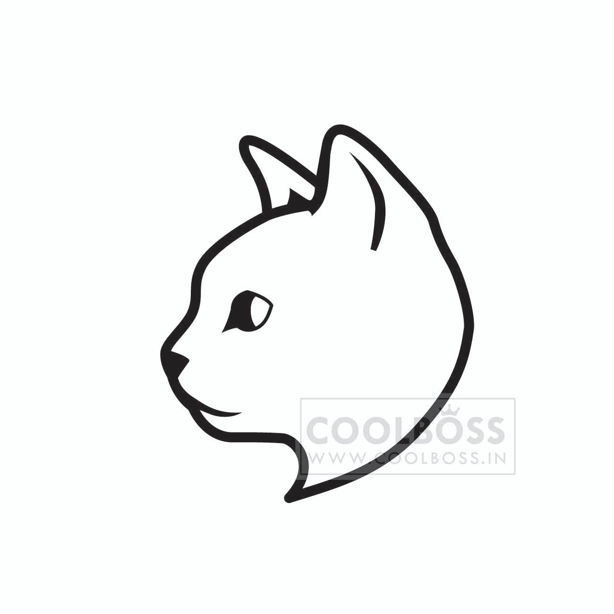 Minimalist Cat Head Profile Vector Illustration – SVG, PNG, EPS Instant Download