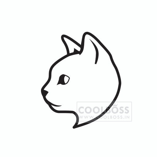 Minimalist Cat Head Profile Vector Illustration – SVG, PNG, EPS Instant Download