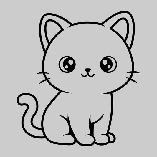 Cute Kawaii Cat Outline SVG PNG EPS - Printable Line Art | Cricut & Silhouette Cut File