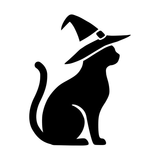 Witch Cat SVG | Halloween Cat Clipart | Black Cat Silhouette