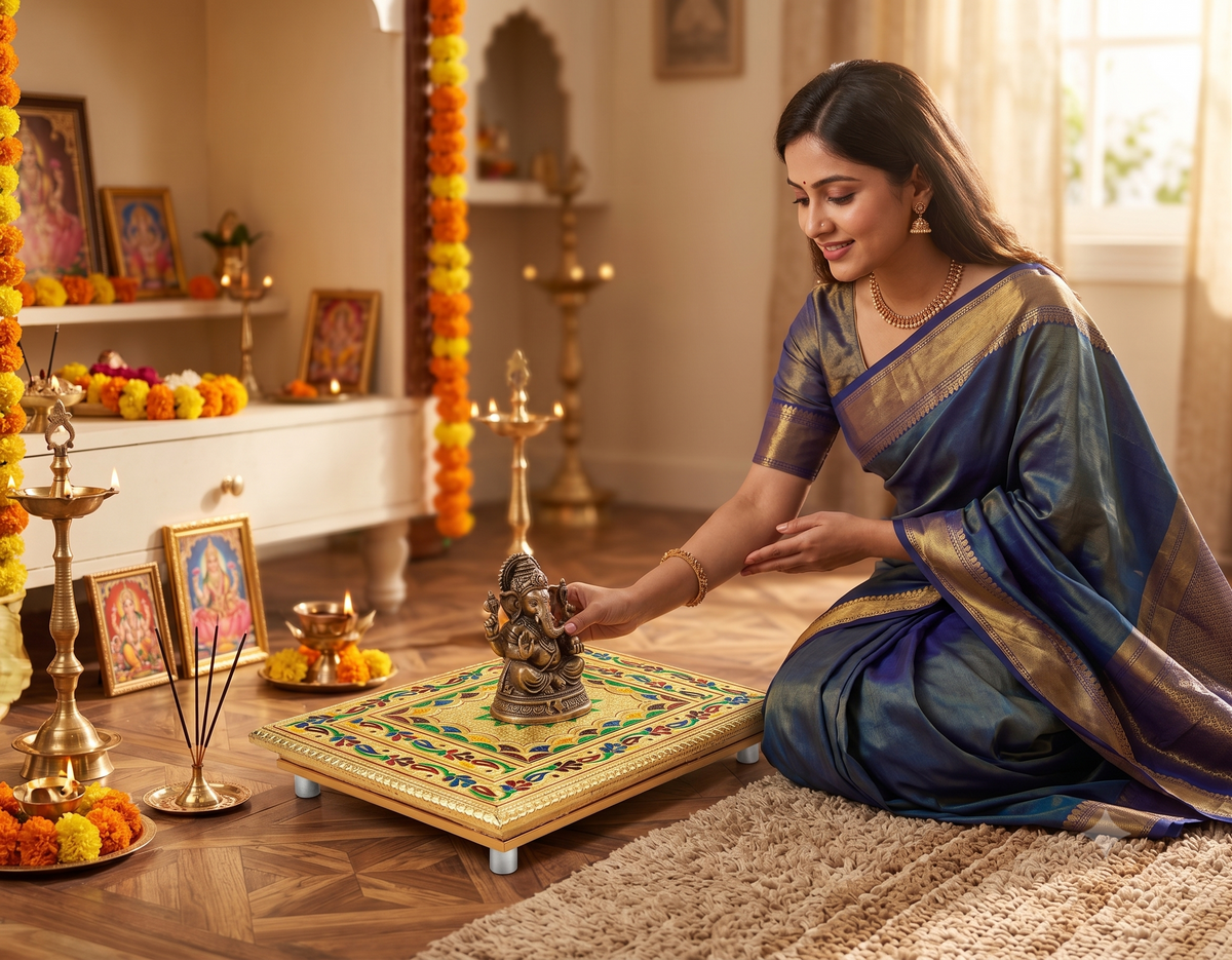Rajwadi Wooden Pooja Chowki