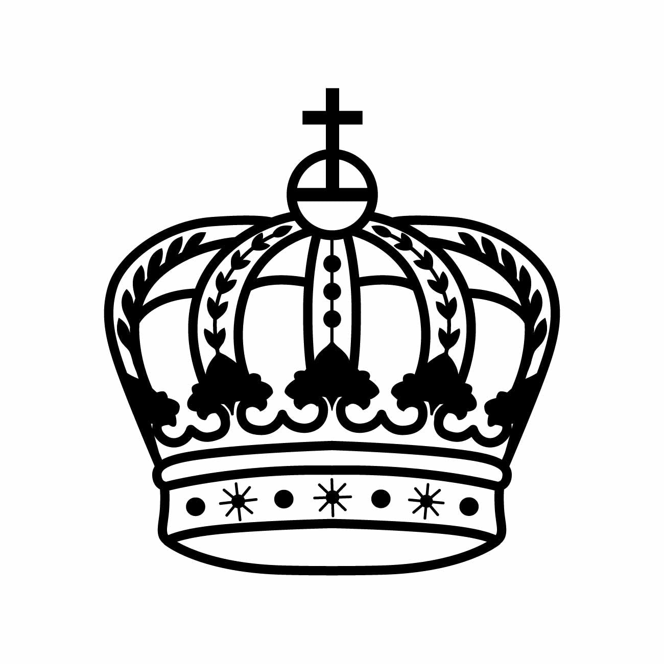 Royal Imperial Crown Vector Icon | Black & White Heraldic Line Art
