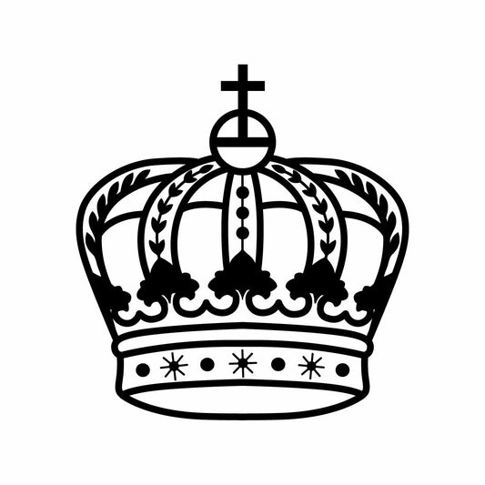 Royal Imperial Crown Vector Icon | Black & White Heraldic Line Art