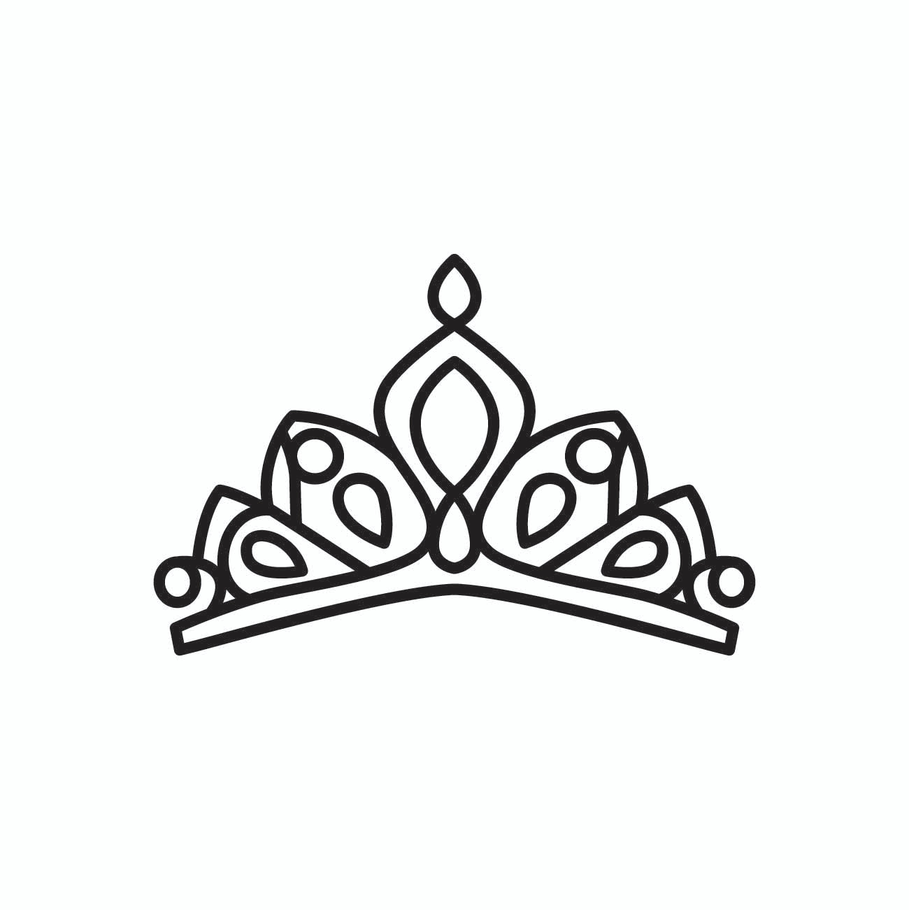 Princess Tiara Vector Icon - Elegant Crown Line Art Graphic (SVG, PNG)