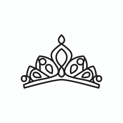 Princess Tiara Vector Icon - Elegant Crown Line Art Graphic (SVG, PNG)