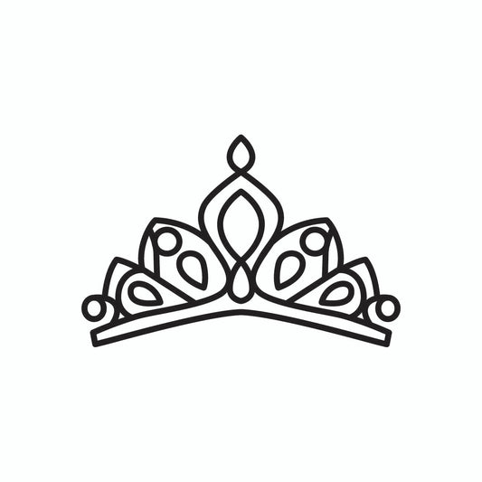 Princess Tiara Vector Icon - Elegant Crown Line Art Graphic (SVG, PNG)