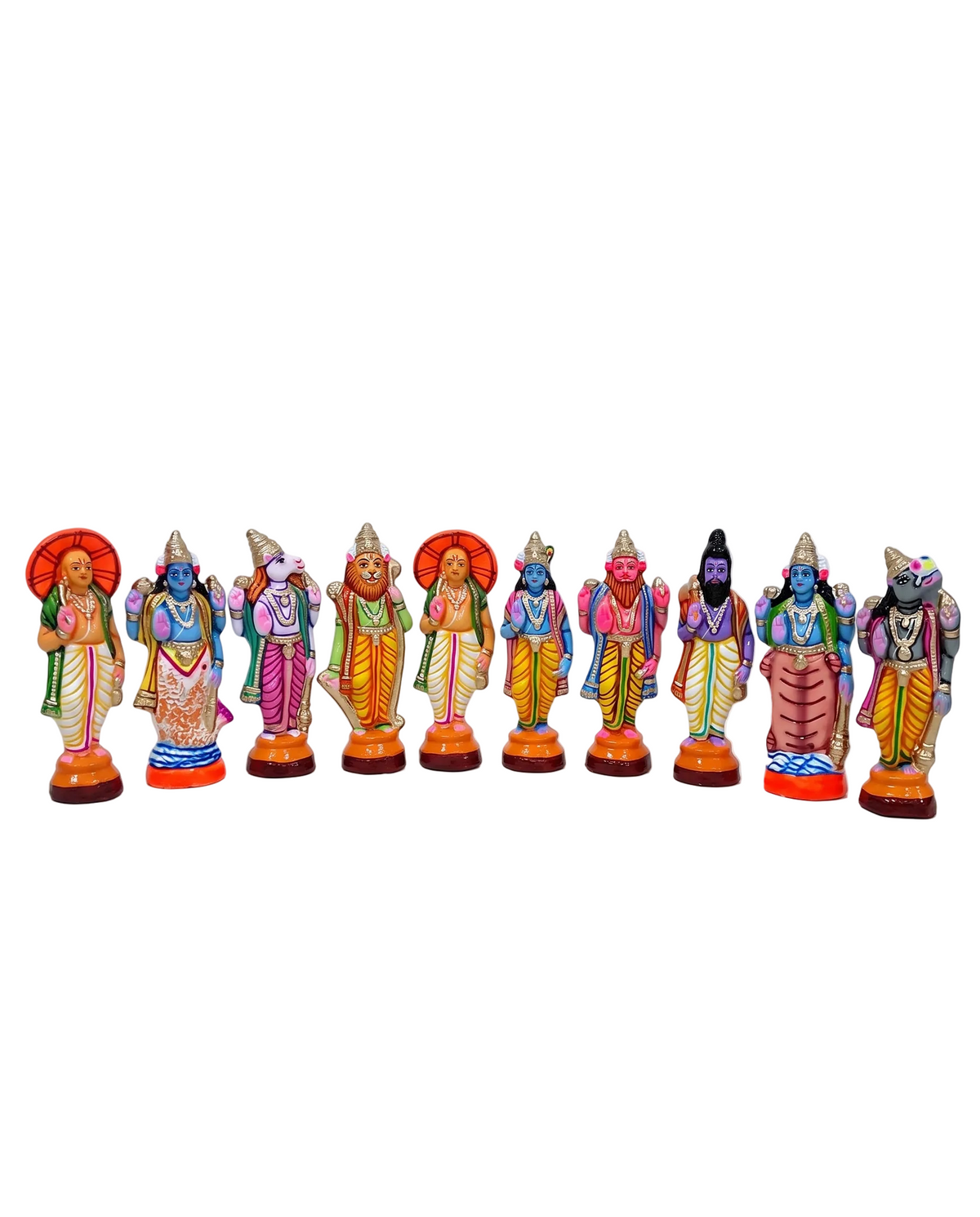 Dasavatharam 9-Inch Paper Mache Set (10-Piece Golu Dolls)