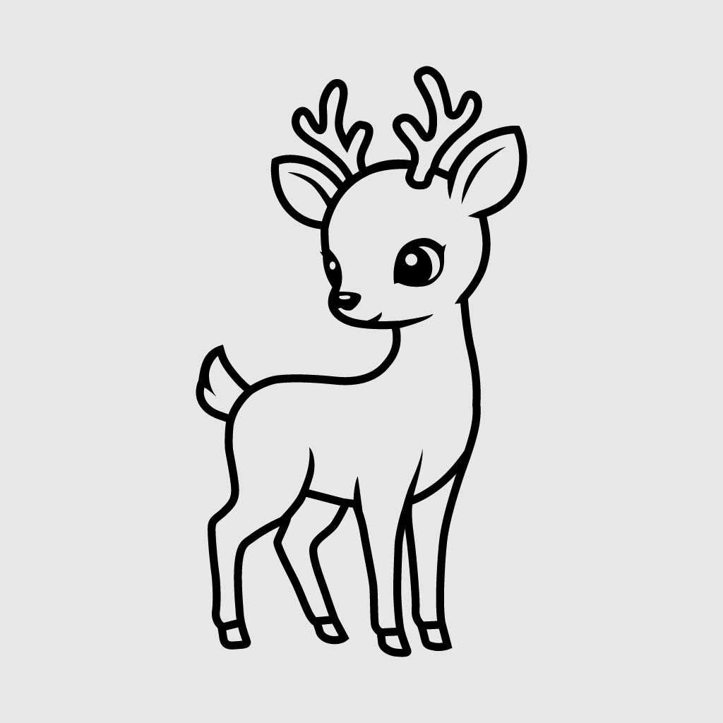 Cute Baby Deer SVG  PNG | Kawaii Deer Clipart | Woodland Animal Line Art | Cricut & Silhouette Cut File