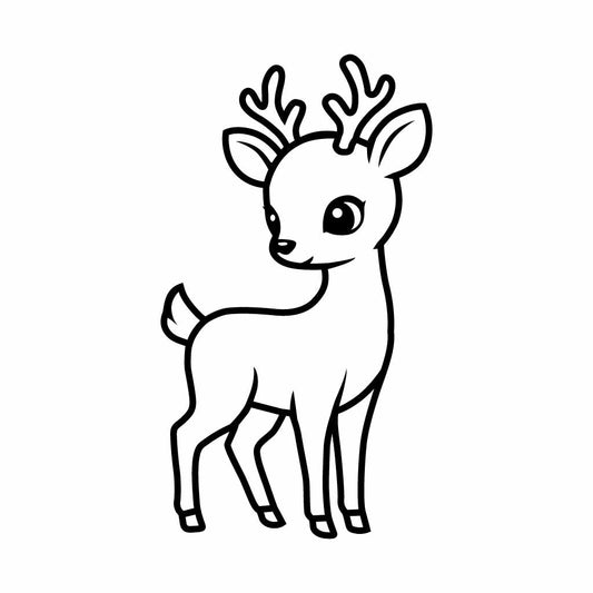 Cute Baby Deer SVG  PNG | Kawaii Deer Clipart | Woodland Animal Line Art | Cricut & Silhouette Cut File