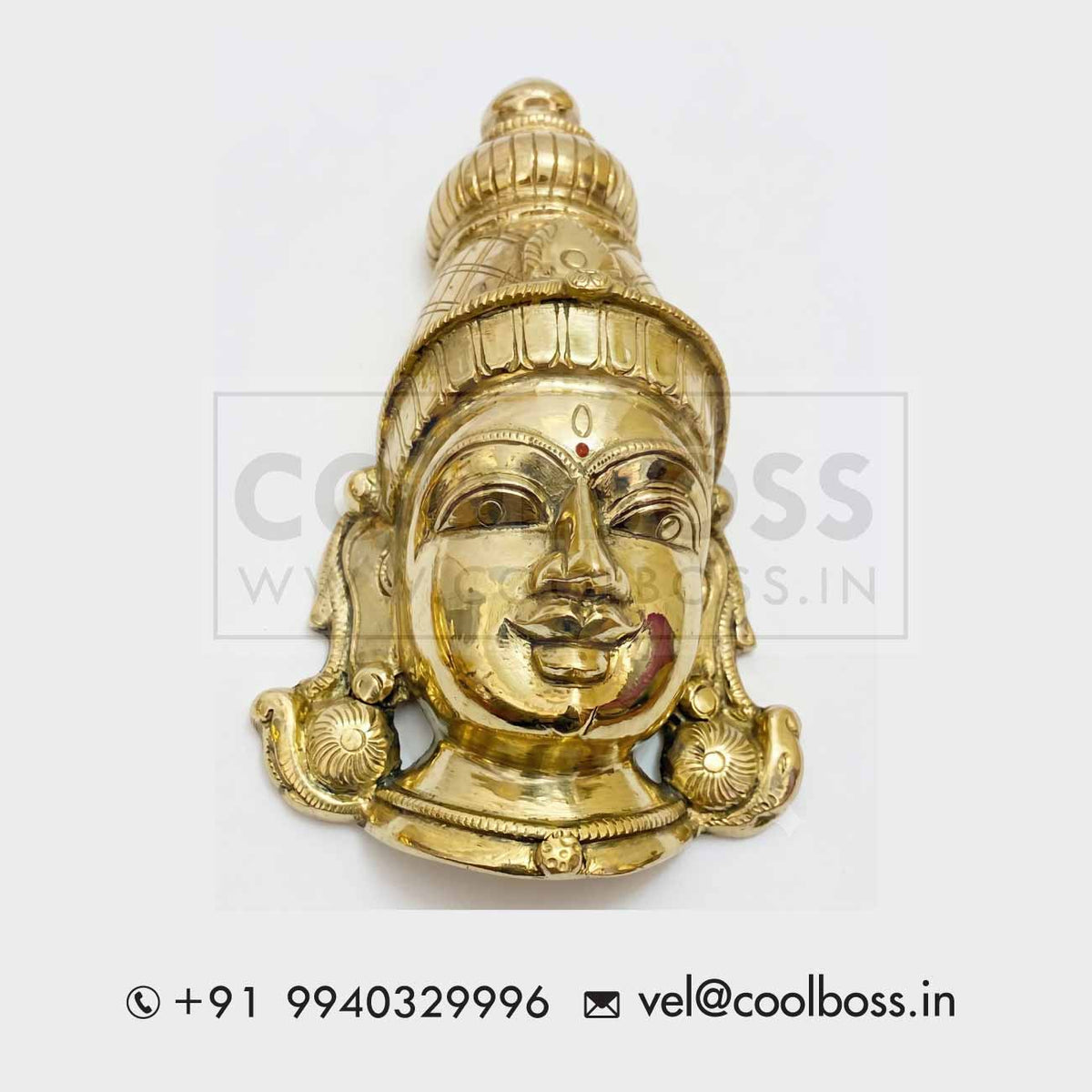 Solid Brass Goddess Varalakshmi Face (Mugam) with Gold Polish | Ambal Puja Mask