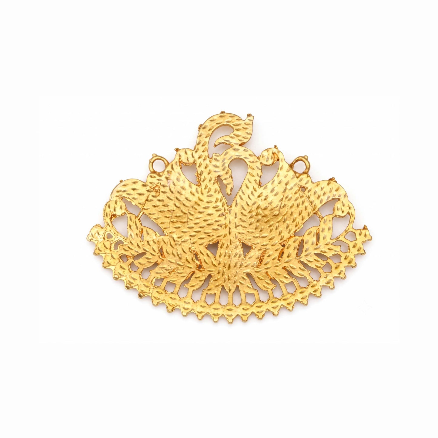 Gold-Plated Annapakshi Swan Pendant with Pink & White Stones