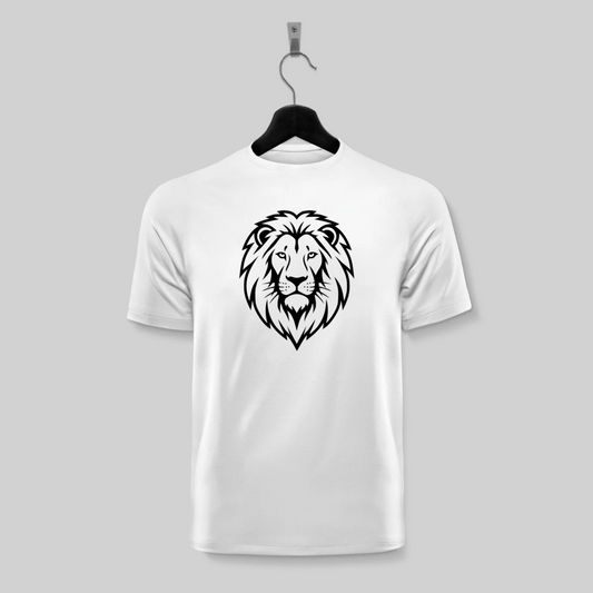 Lion Head Graphic Printed Unisex White T-Shirt