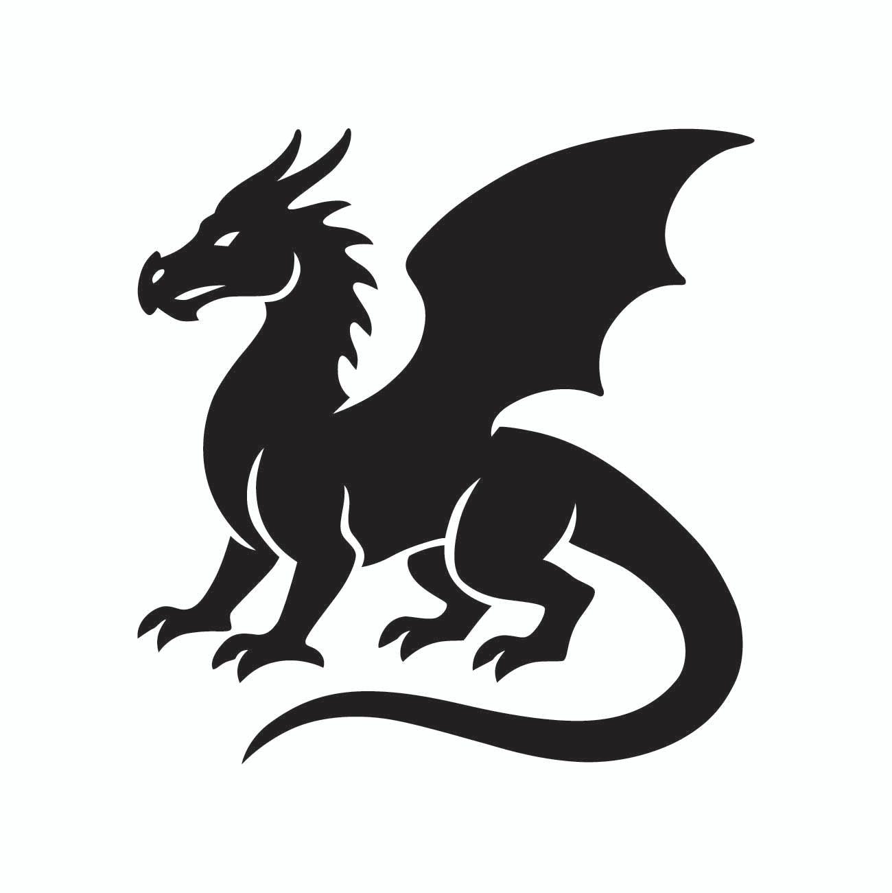 Minimalist Black Dragon Silhouette – High-Resolution Digital Vector (SVG, PNG, EPS)