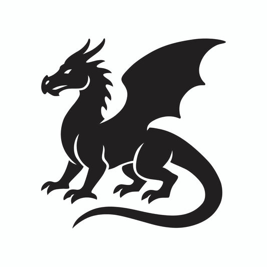 Minimalist Black Dragon Silhouette – High-Resolution Digital Vector (SVG, PNG, EPS)