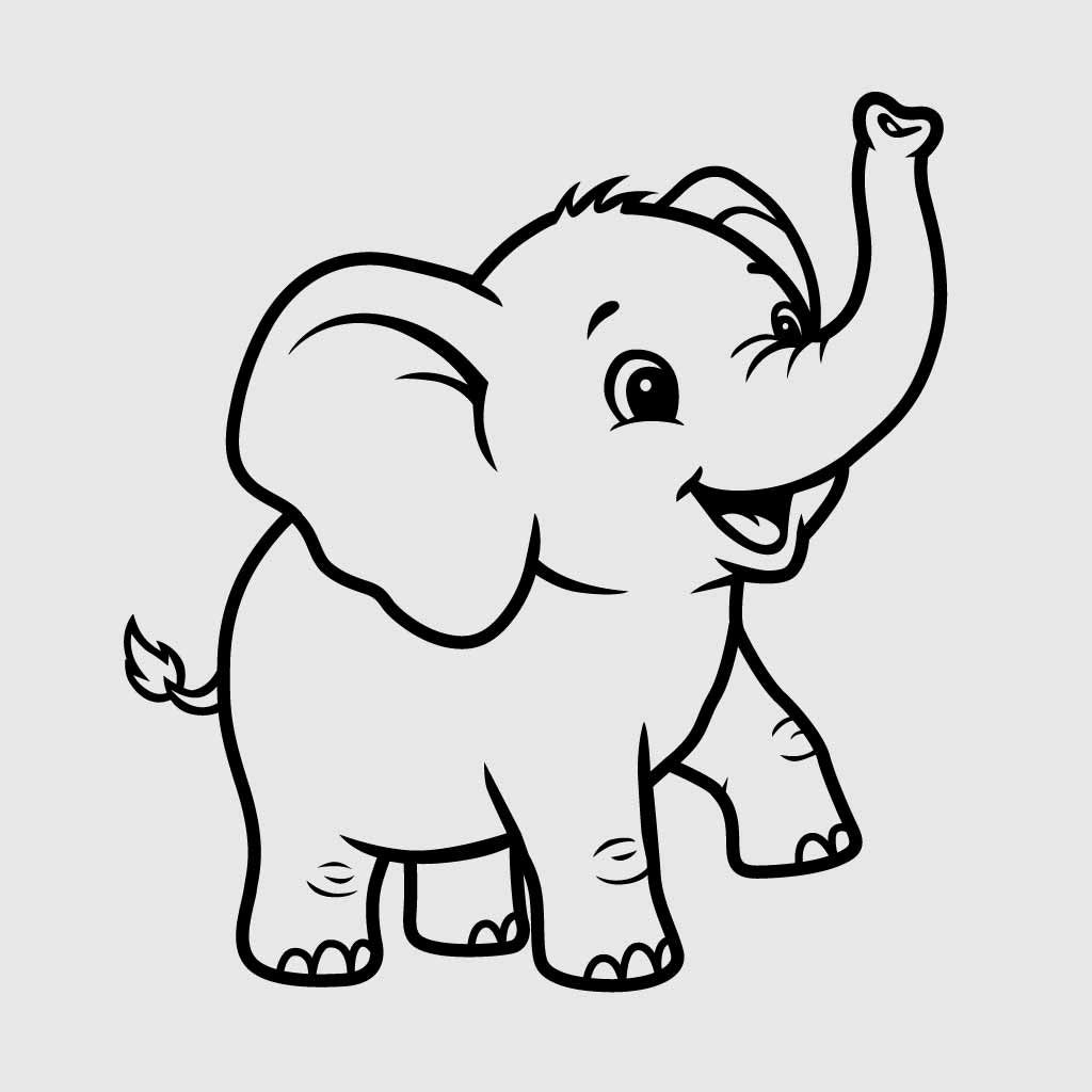 Cute Baby Elephant SVG PNG | Adorable Cartoon Elephant Clipart for Kids Crafts & Nursery Decor
