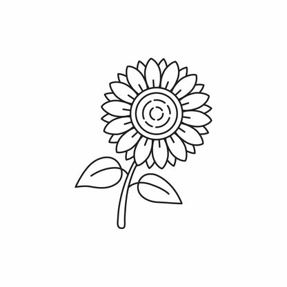 Sunflower Outline SVG PNG Instant Download