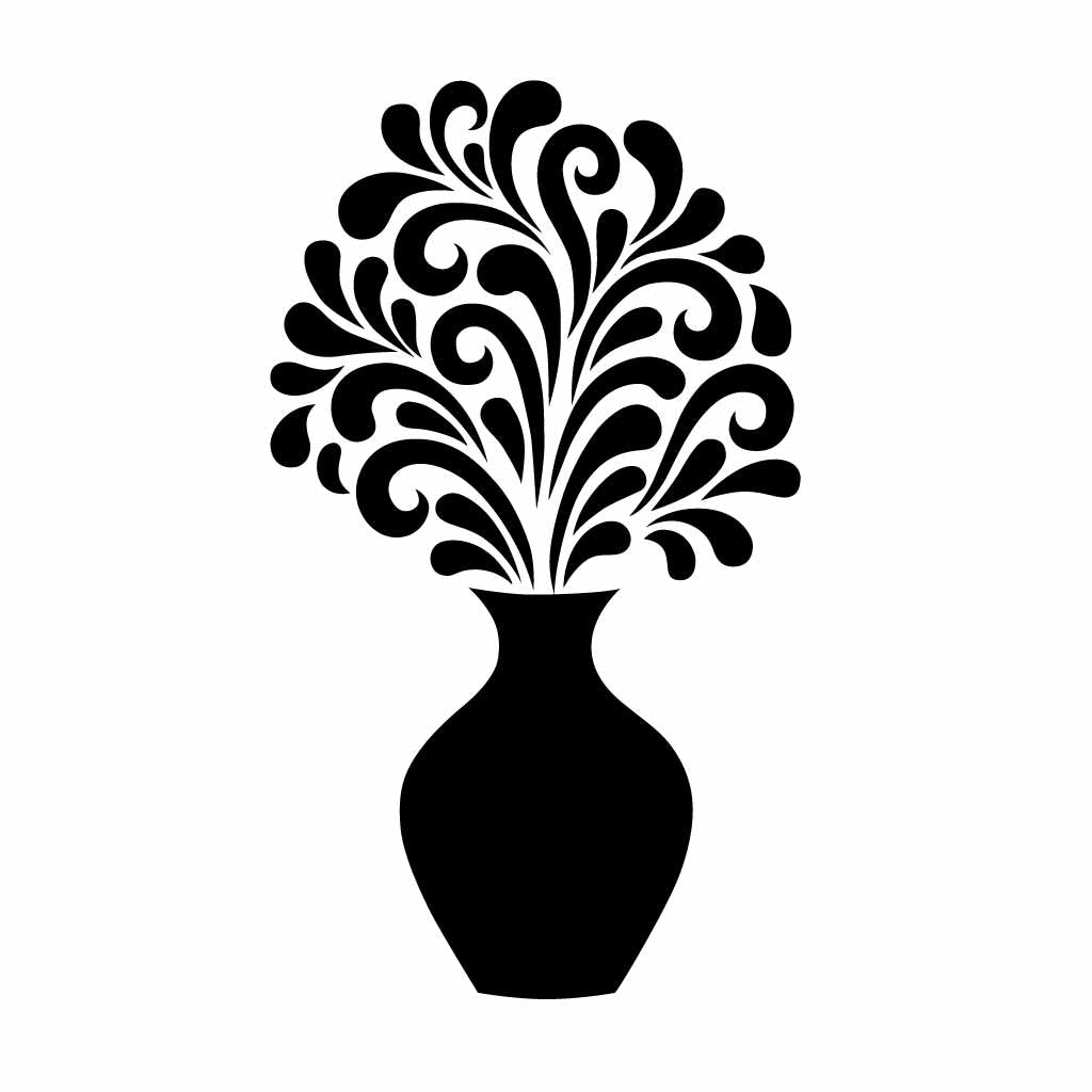 Floral Vase SVG PNG Elegant Flower Pot Silhouette Vector