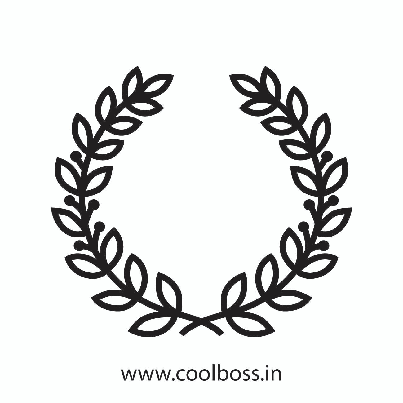 Minimalist Laurel Wreath Icon - Circular Leaf Frame SVG & PNG