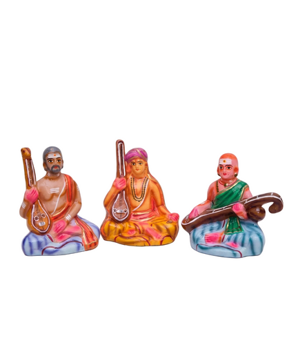 Sangeetha Mummurthigal 7-Inch Paper Mache Set (Trinity Statues)